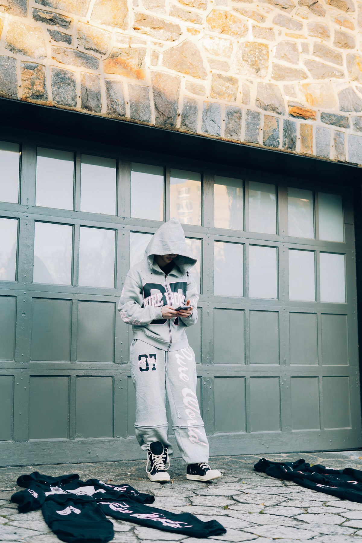 Grey/Pink Diamond Hoodie