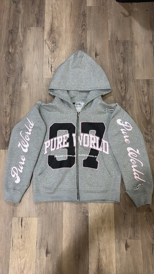 Grey/Pink Diamond Hoodie
