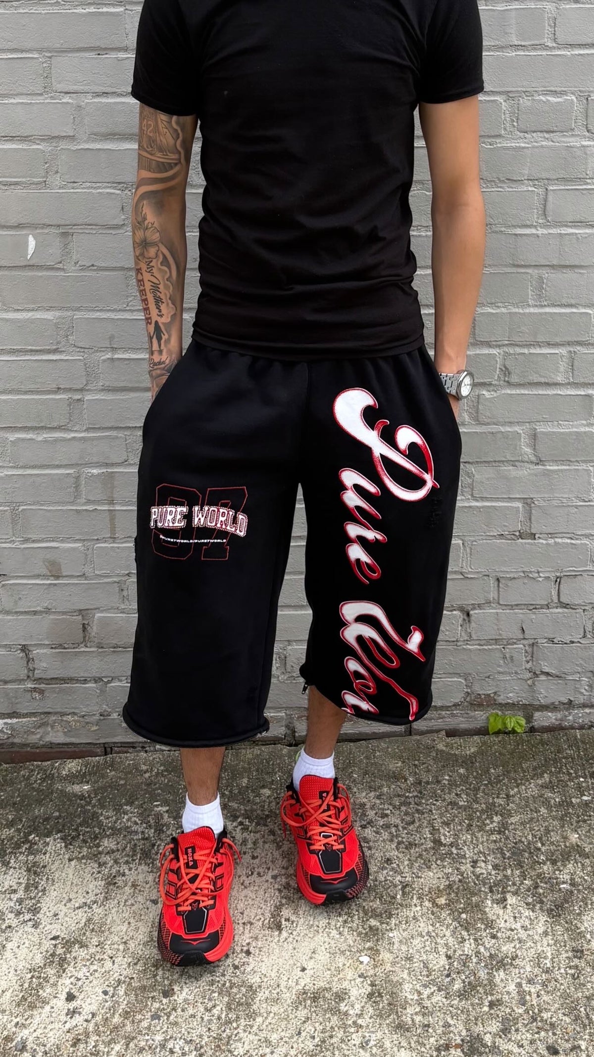 Black/Red Sweat/Shorts