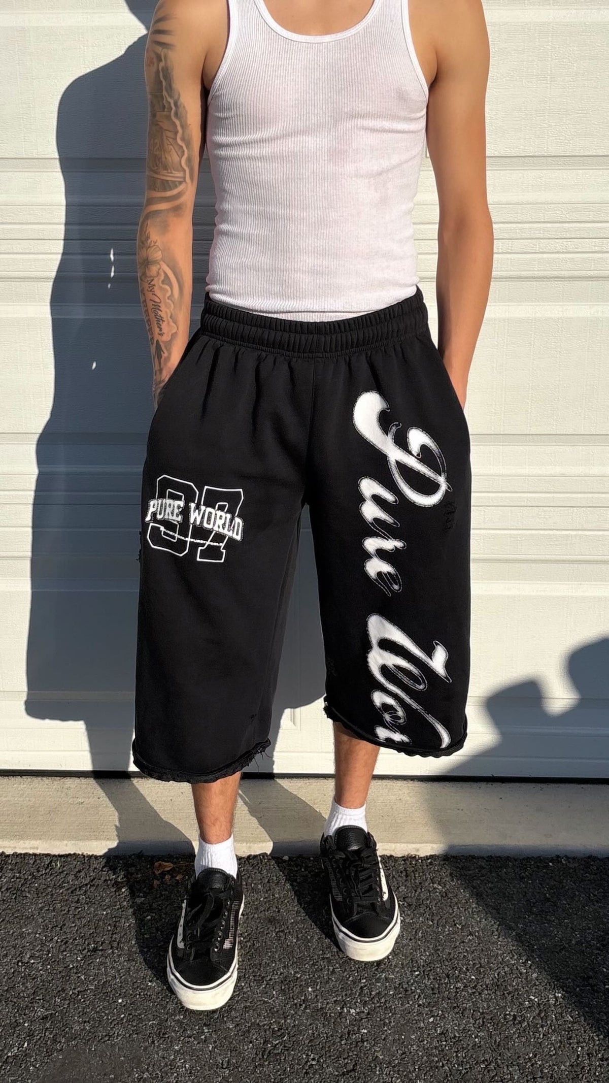 Black/White Sweat/Shorts